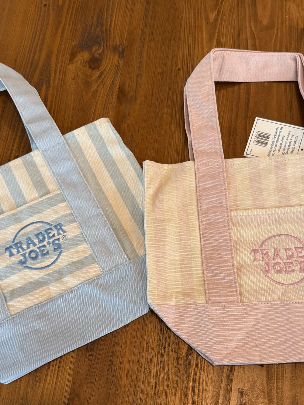 Trader Joe's Mini Totes - Pink and Blue